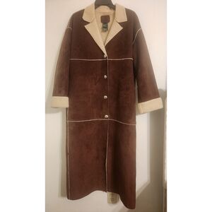 VTG RALPH LAUREN SUEDE SHEEPSKIN WESTERN STYLE OVERCOAT ~MEDIUM ~